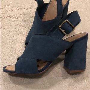 Blue suede heels